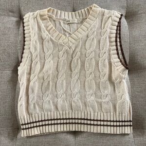 Stradivarius sweater vest in beige with brown accents